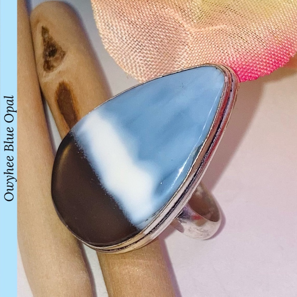 Nice Owyhee Blue Opal Gemstone Handmade Ring 46$